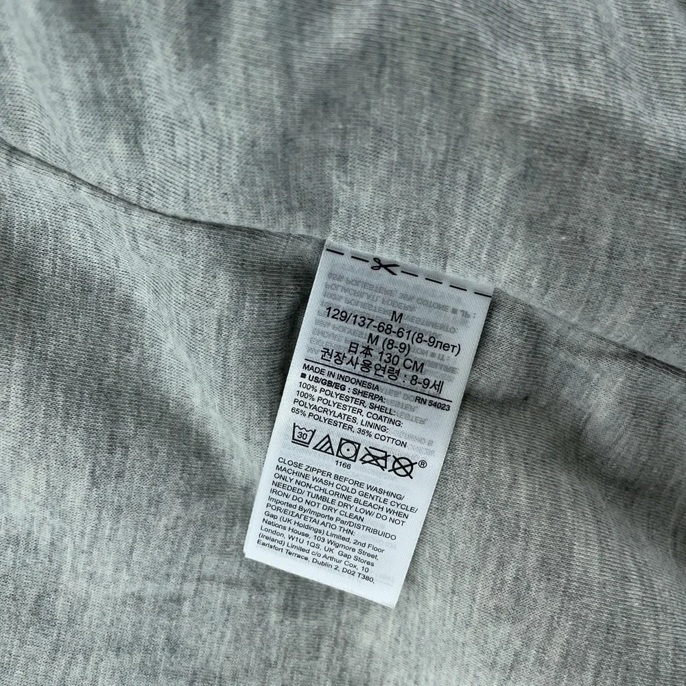 GAP Kids Jacket Youth Medium 8 Blue Cream Sherpa Fleece‎ Hooded Full Zip Pocket